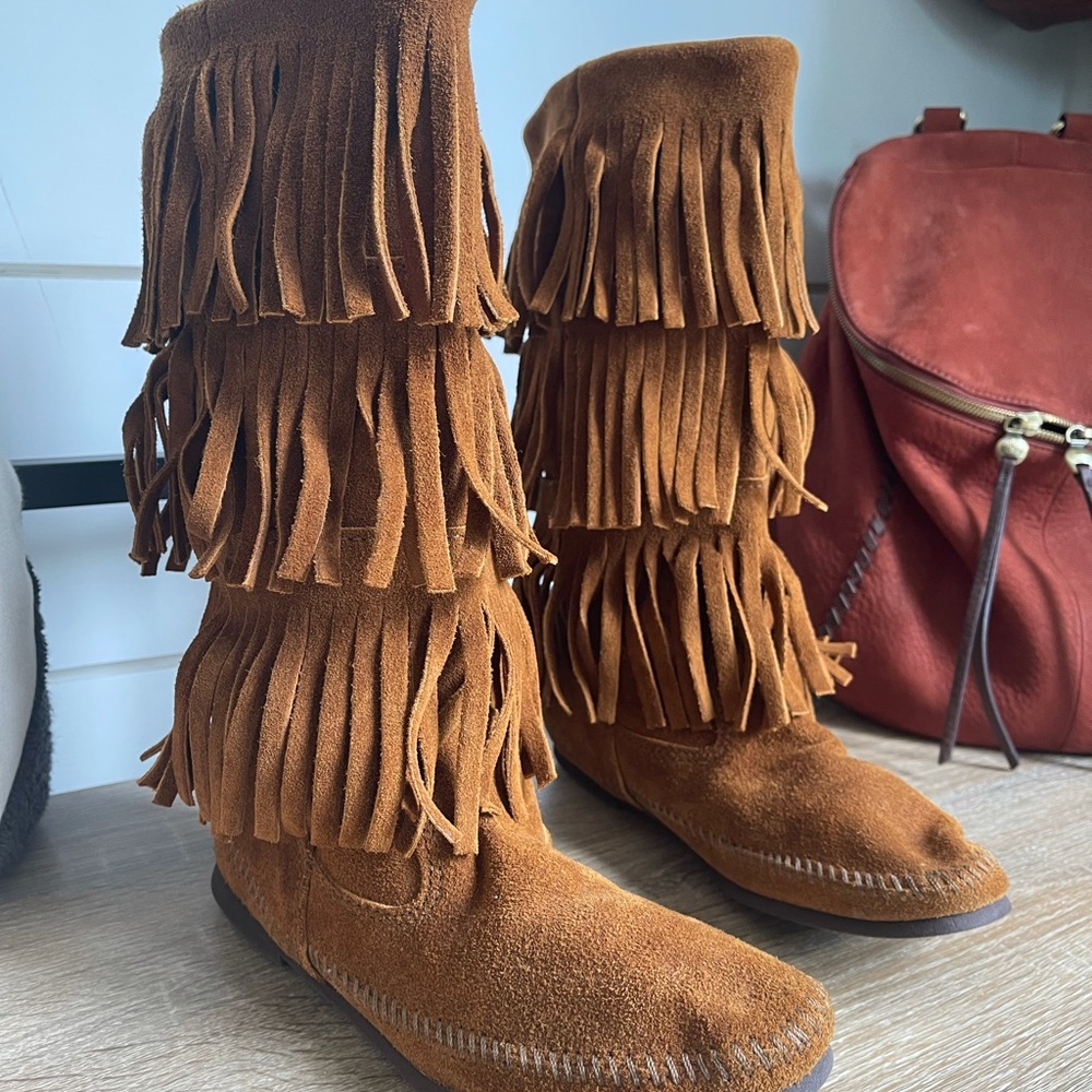 Minnetonka 3 Layer Fringe Boots - image 5